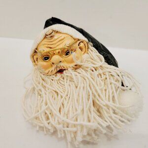 Vtg Resin Santa Elf Spectacle Glasses Green Paper Mache Hat Christmas Ornament